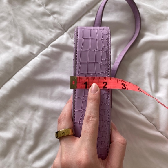 PrettyLittleThing Lilac Croc Buckle Front Shoulder Bag | Purple Purse - Picture 13 of 15